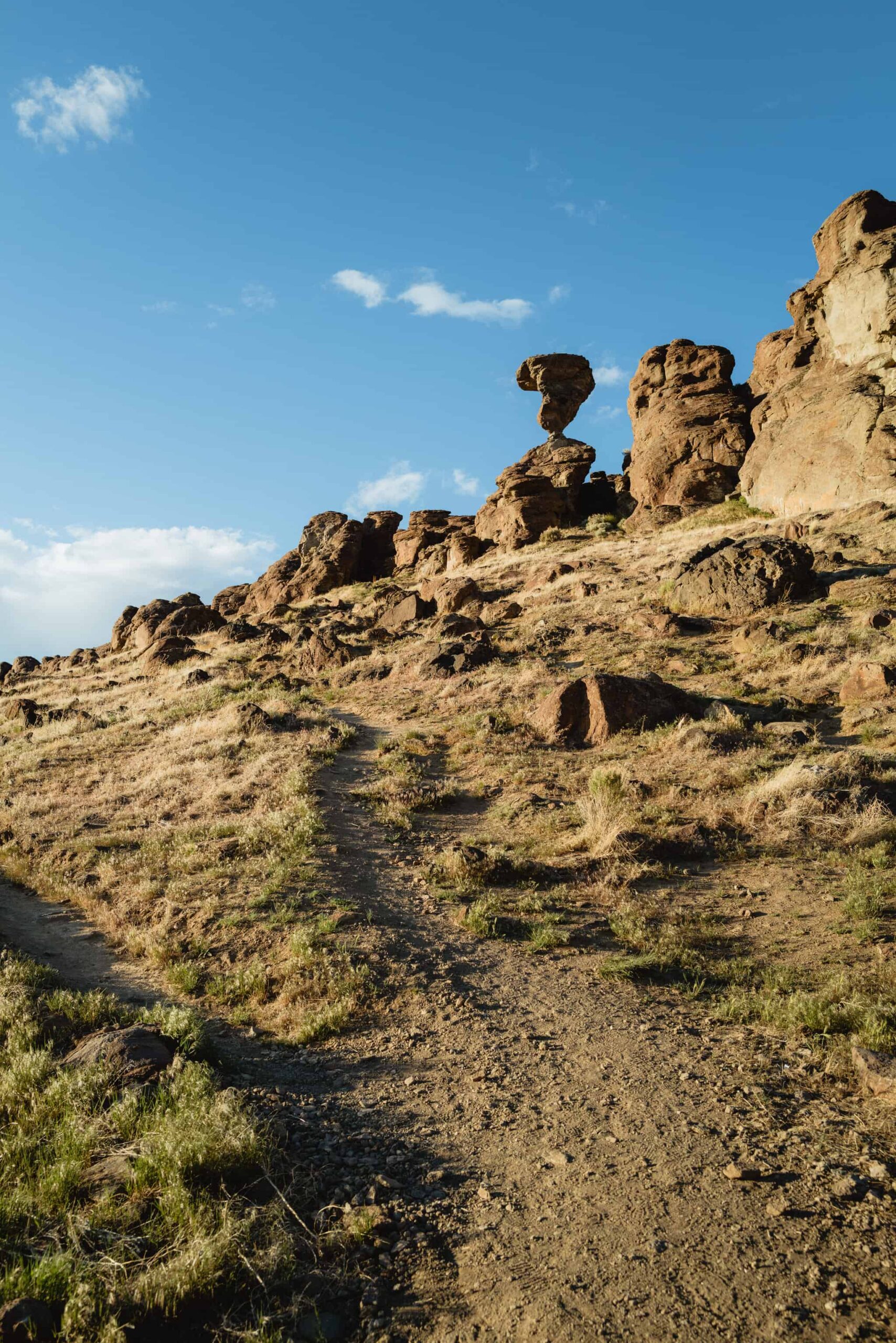 view of hiking trail to Balanced Rock in Southern Idaho