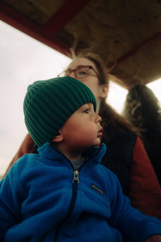 Toddler enjoying the complimentary train ride outside at the Inland NW Rail Museum. 